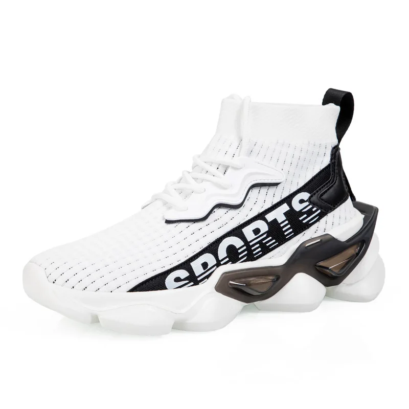 

OEM High top Knit custom shoes men casual white black sports shoes fashion Sock sneakers mens Short boots wholesale china, 3 colors