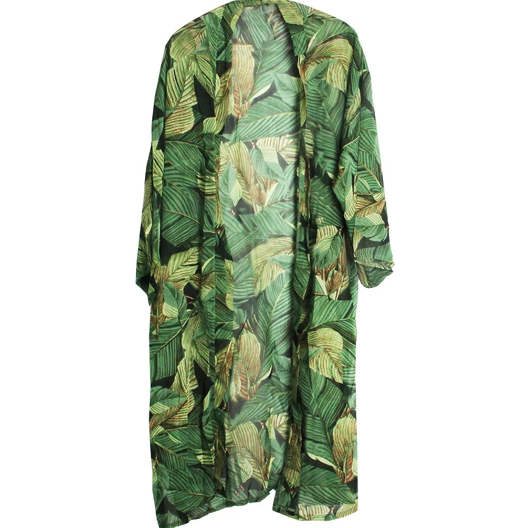 

Fashion sexy beach women lady blouse abaya kimono chiffon smock with side slit