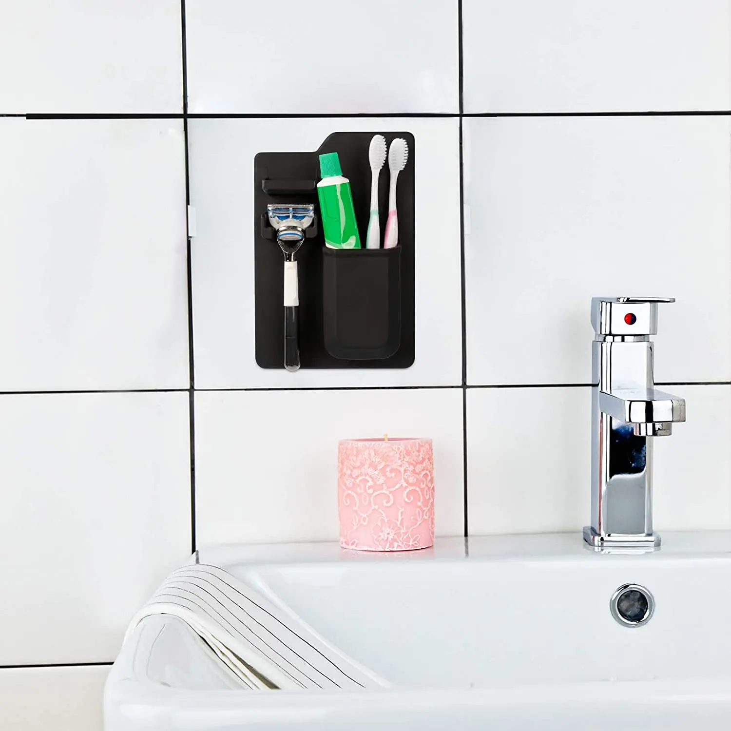 

Bathroom Storage Organizer Silicone Shower Toothbrush Holder