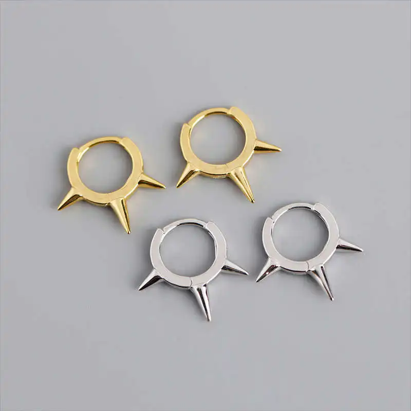 

VIVILADY 925 sterling silver design ear bone ring cold wind punk gold plated hoop earrings