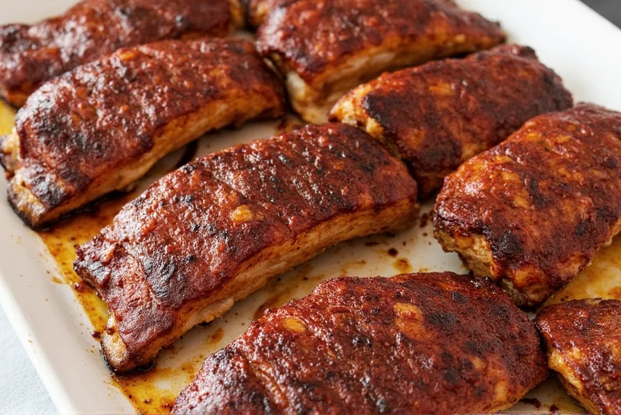Ribs being brushed with sauce during cooking