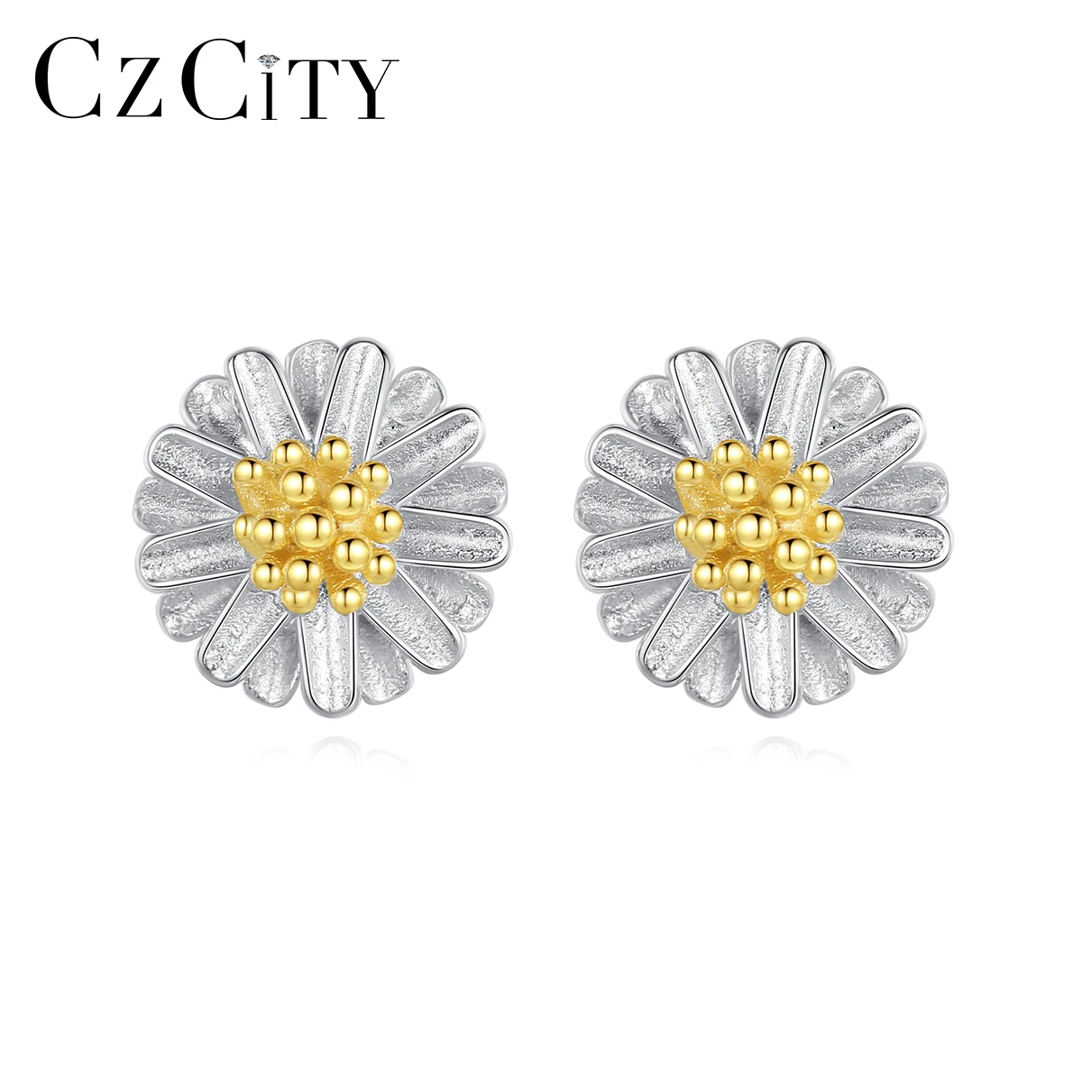 

CZCITY 18K Gold Plated New Styles of Daisy Stud Earrings for Women 2020 Double Gold Plated Small Daisy Flower