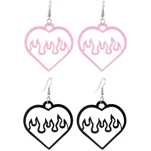 

Fashion Acrylic Black Pink Hollow Spark Flame Earrings for Women