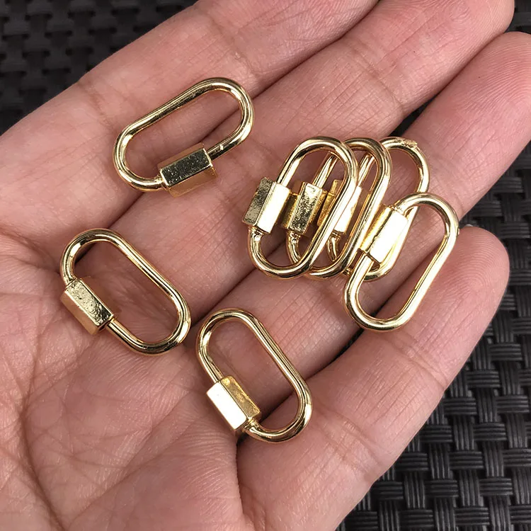 JF1306 Gold Silver Gunmetal Plated OVal Shape Screw Clasp, Shiny U Horseshoe Shape Clasp Lock Buckle Carabiners