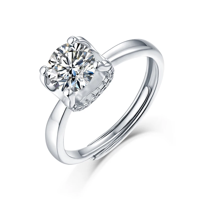 

RINNTIN SMR03 1ct Moissanite Rings in Silver jewelry 925 Diamond Engagement Jewelry