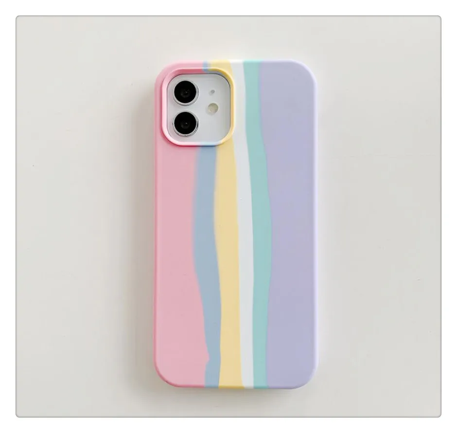 

Waterproof Rainbow Color Cell Cover Mobile Phone Bags Cases Soft Liquid Silicone Phone Case For Iphone 14 12 11 Pro Max Series