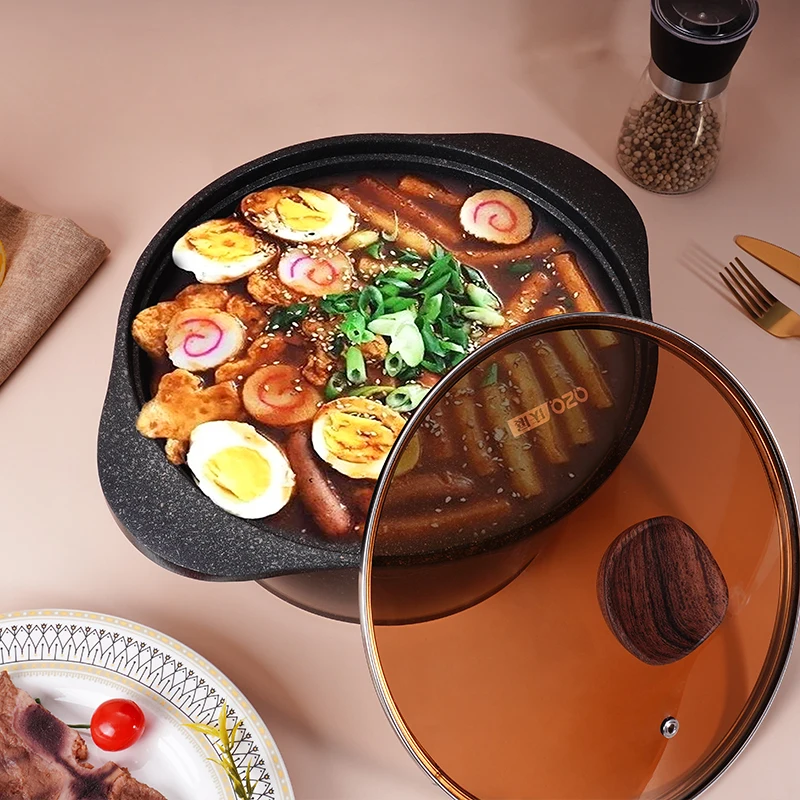 

Wholesale Cost Kitchen Big Camping Originally Non Stick Double Ear Cooking Pot Set Cookware Set With Glass Cover, Black