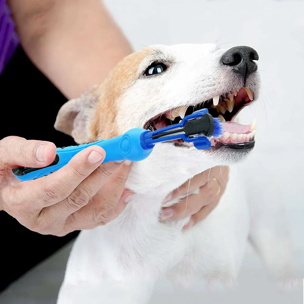 

Soft Pet Cat Toothbrush withThree Sided Dog Toothbrush Dogs Rubber Tooth Brush Bad Breath Tartar Teeth Tool Pet Accessories, As photo