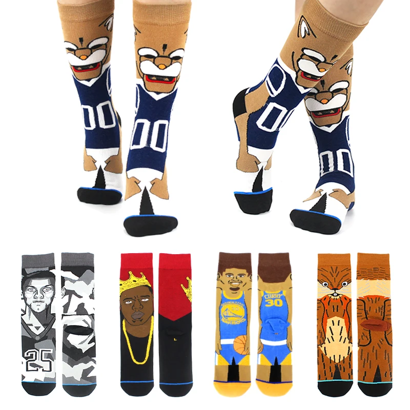 

New Cotton Men Women's Crew Socks Funny Harajuku Cute Novelty Cartoon sloth Anime Game Socks Christmas Skateboard Sock Gift, Custom color