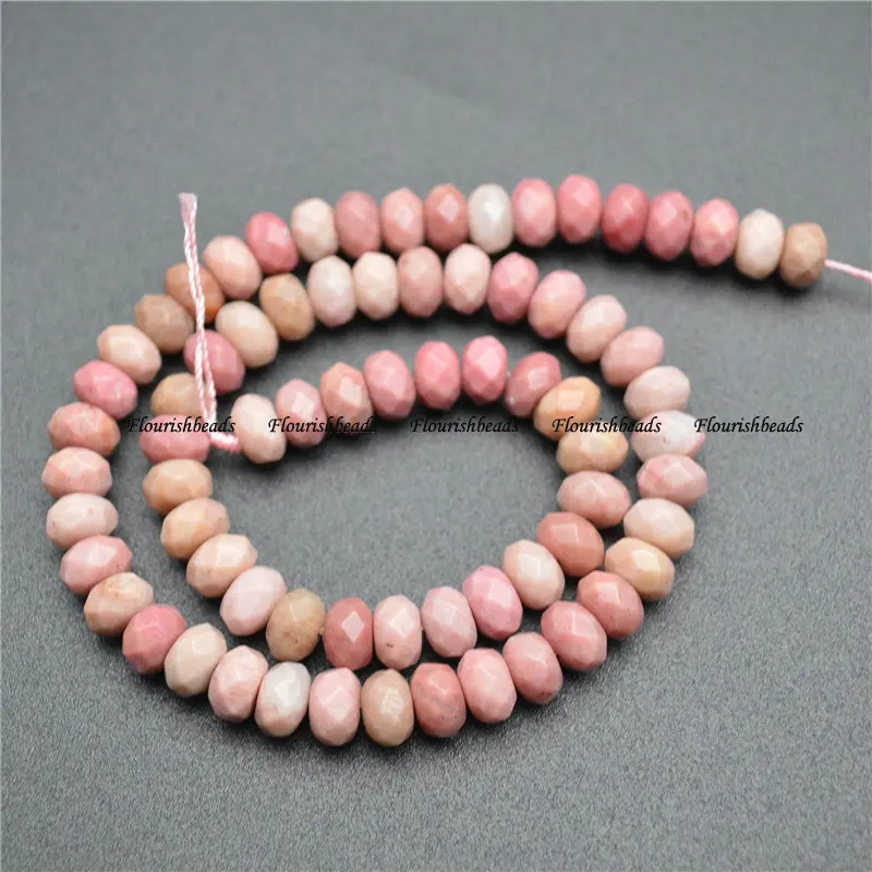 

5x8mm Natural Faceted Pink Rhodochrosite Gemstone Rondelle Spacer Stone DIY Loose Beads Jewelry Making
