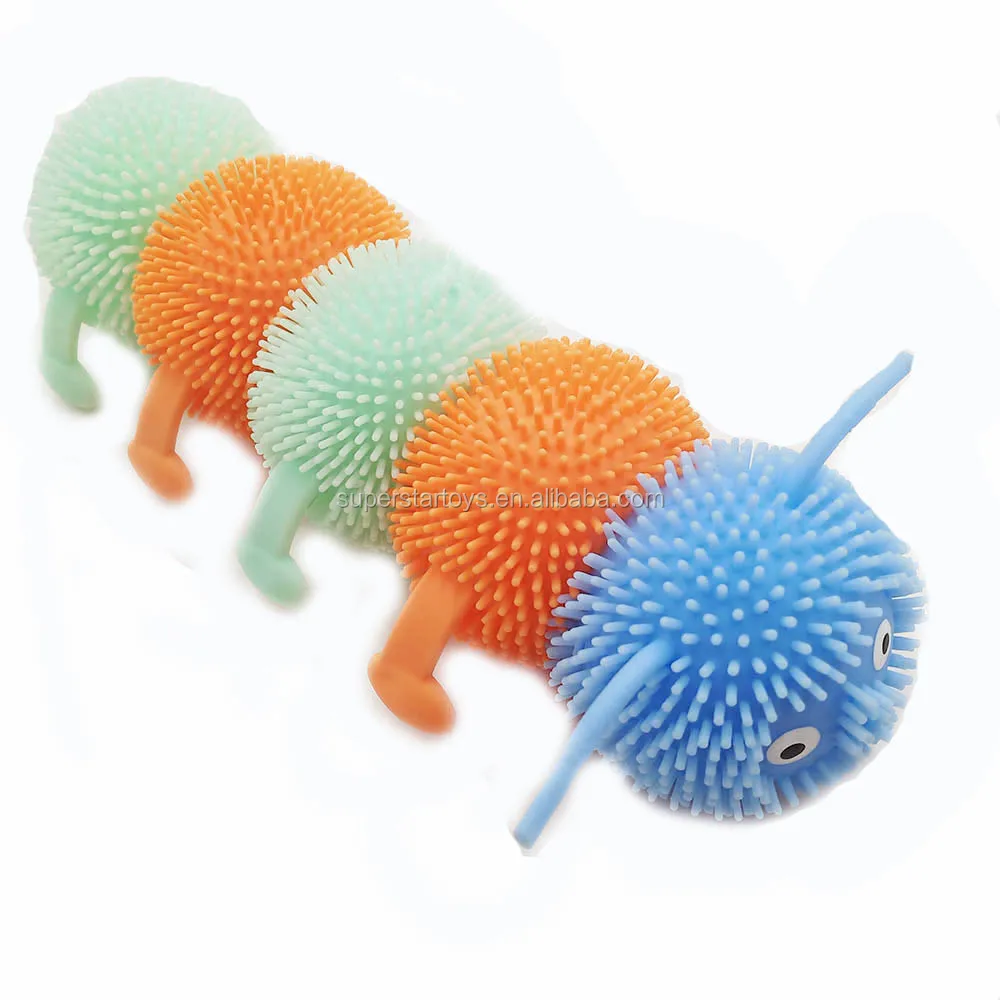 Superstar Soft Tpr Colorful Worms With Eyes Cute Squishy Puffer Toy Sensory Fidget And Stress