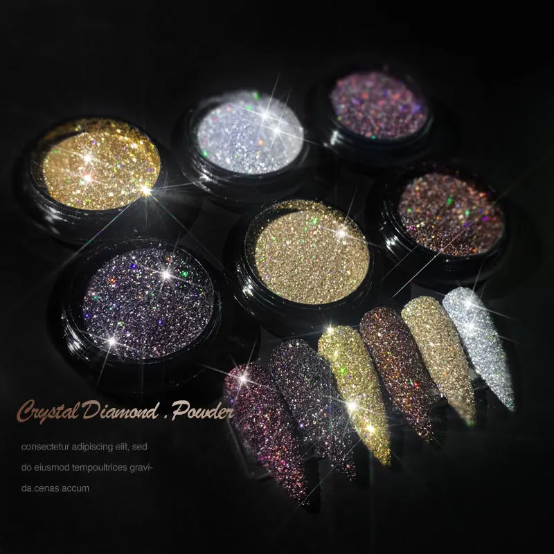 

Factory Crystal Diamond Powder Japanese Dip Powder Nails System, 6 colors