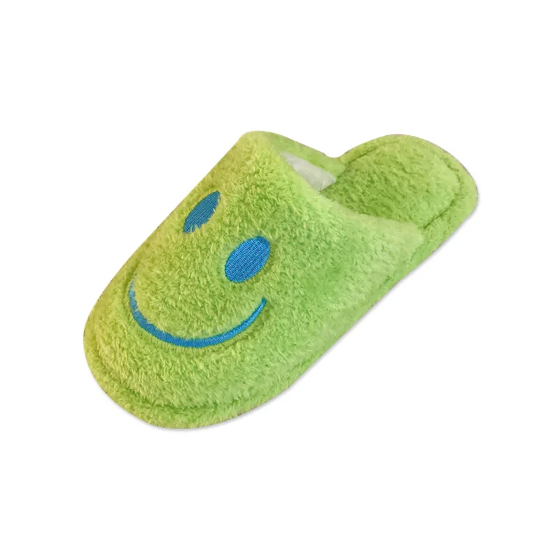 

dropshipping cute smile autumn and winter cartoon warm terry slip on anti-slip soft women home indoor cartoon slippers