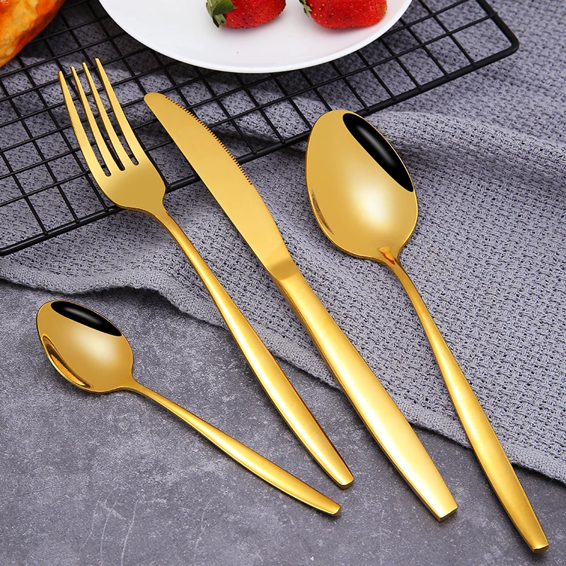 

Elegant Dishwasher Safe Cutlery Stainless Steel Gold/Rose Gold Cutlery Set/Forks/Knives/Spoons, Customized