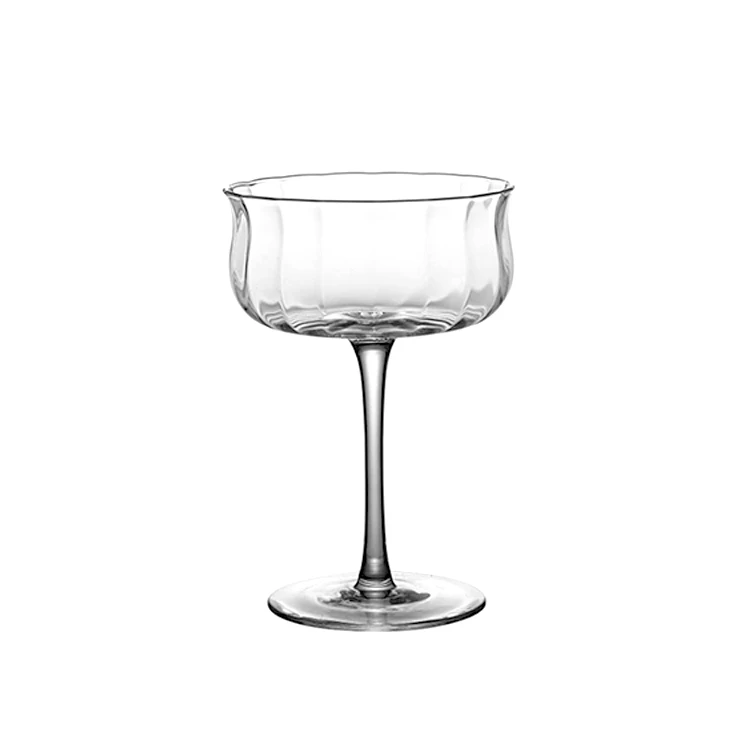 

Jinbaijia Factory Wholesale Modern Unique Crystal Glassware Striped Design Martini Margarita Mixed Color Cocktail Glass