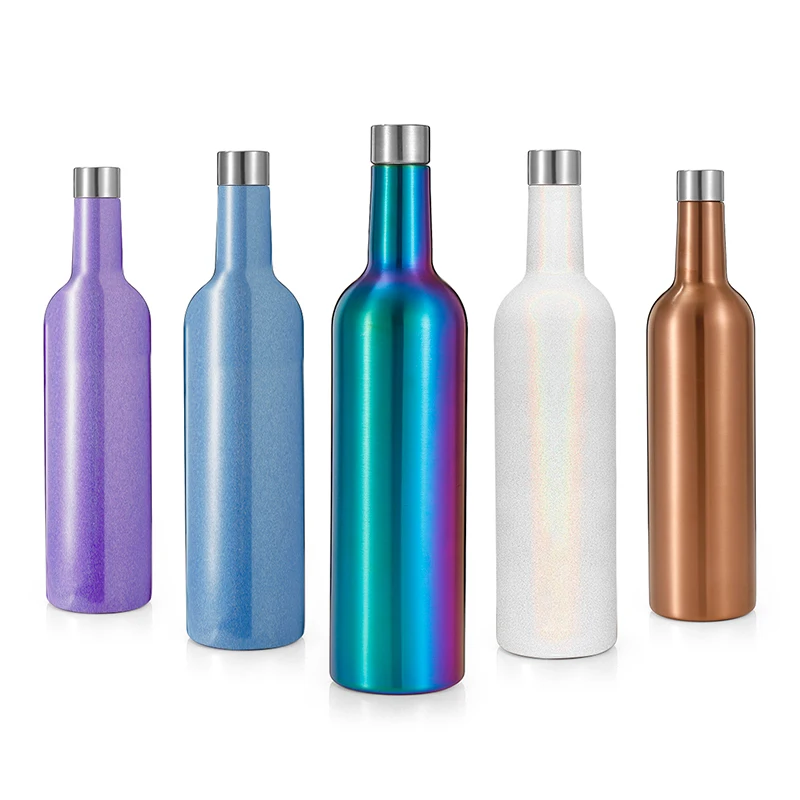 

Wholesale Custom Logo Hot Sale High Quality Double Wall 304 Vacuum Insulated 750ml Stainless Steel Wine Water Bottle, Customized color