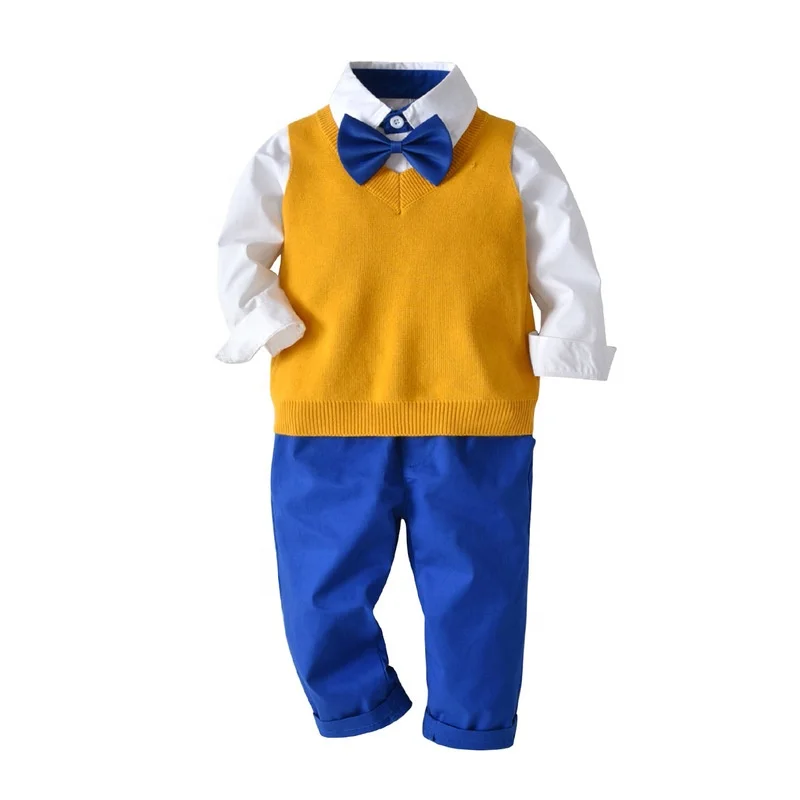 

Fall Kids Boy Clothing Set Cotton Boys Clothes Handsome Set with Vest Baby Clothing Outfit Spring Summer Autumn Casual