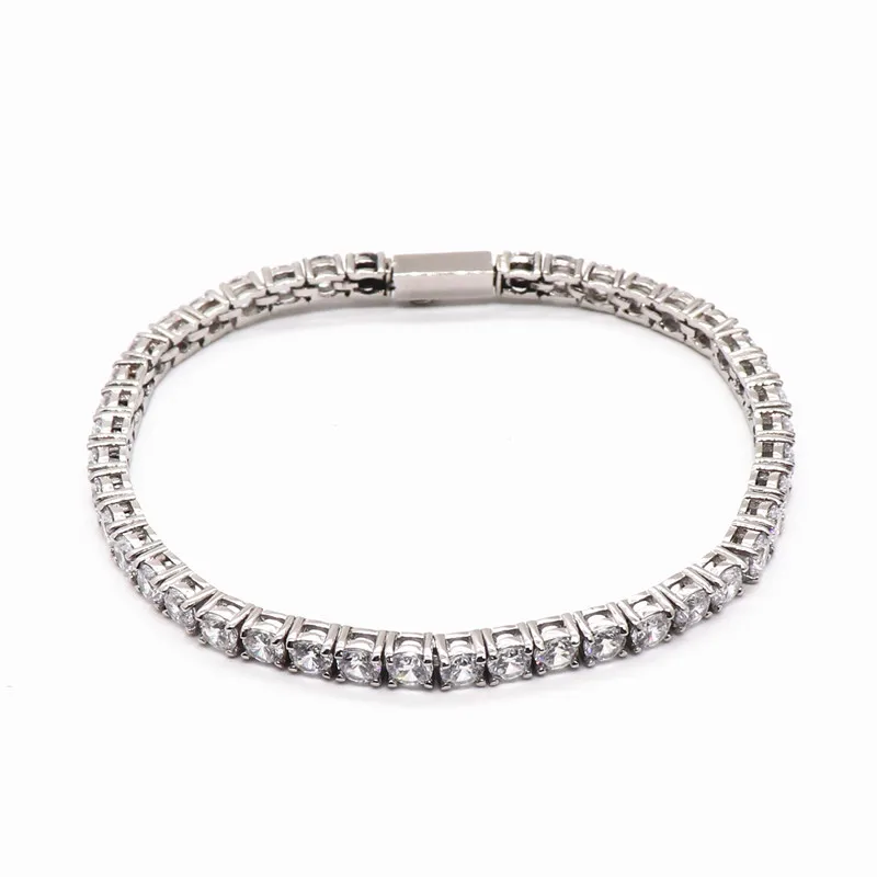 

Titanium Steel Single Row Zircon Cuff Chain Slub Men Stainless Steel Hip Hop Diamond Inlaid Tennis Chain Bracelet For Women