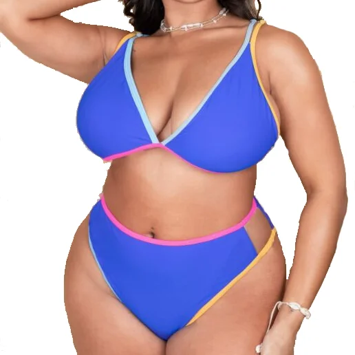

Women Contrast one-piece swimwear Plus size Binding Bikini big size Swimsuit set, Accept customized