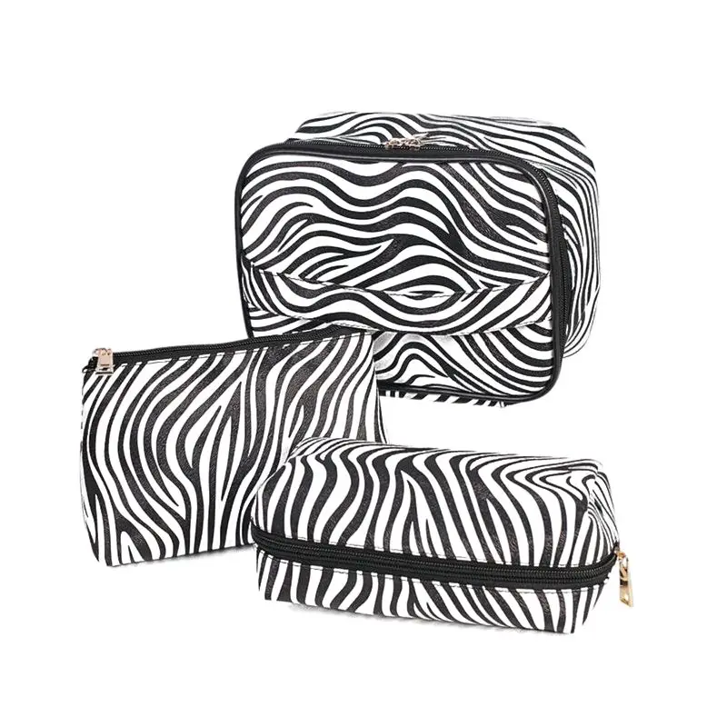 

Personalized Handle Zipper Cosmetic Case Toiletry Bags Leather Beauty Makeup Travel Cosmetic Case Bag