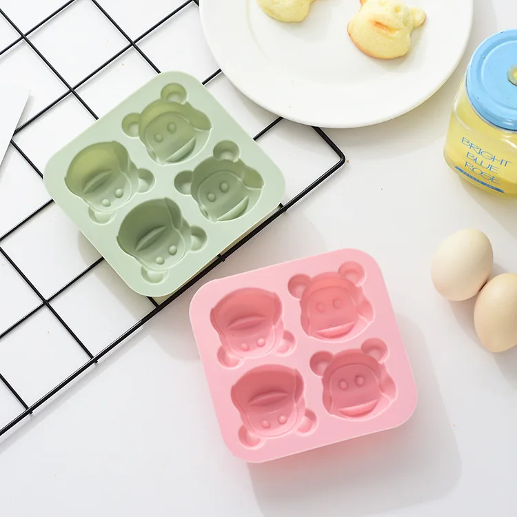 

4 Little Monkey Silicone Rice Cake Mold, Baby Food Supplement Baking Mold, Ice Tray, 4 colors