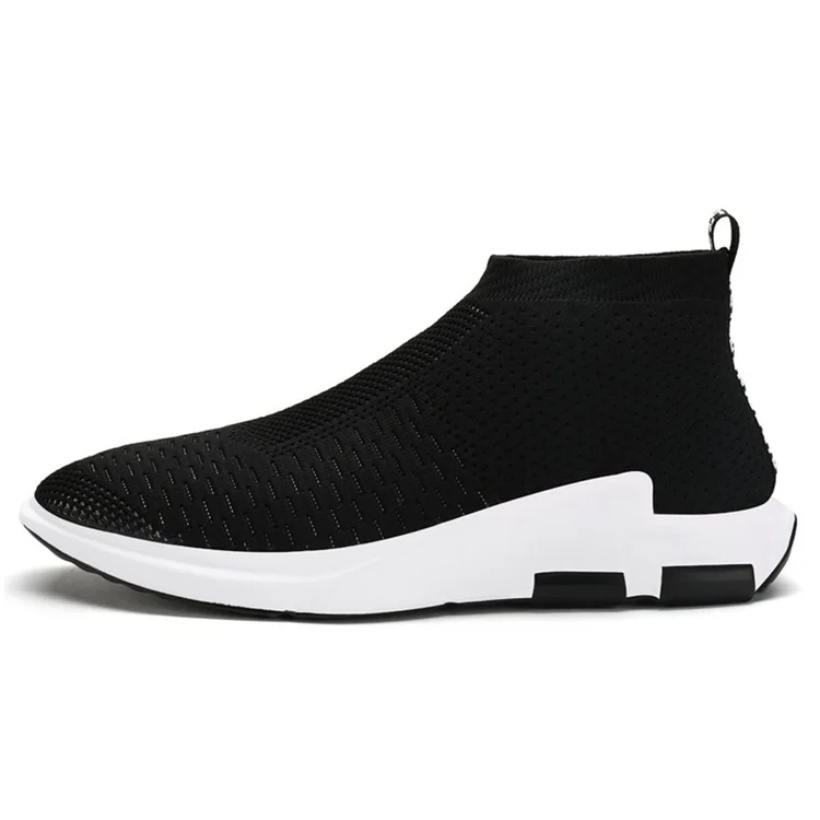 

Outdoor breathable slip on casual black knit men sneakers socks shoes, Black , as picture or requirement