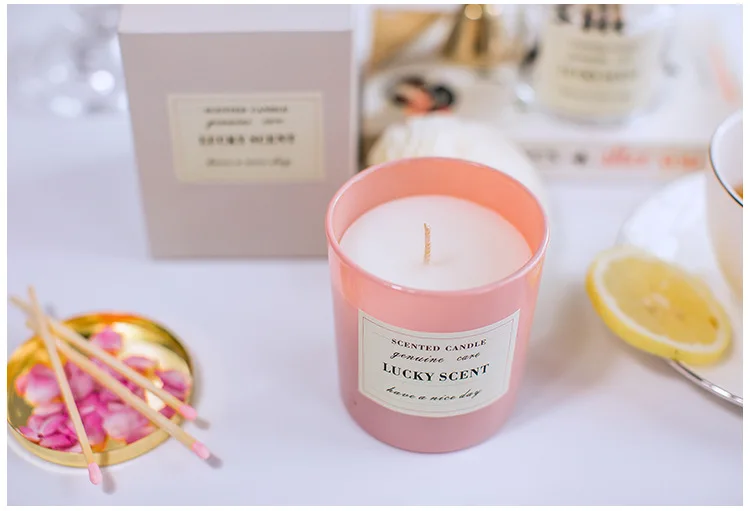 150g Natural Soy Wax Aromatherapy Glass Creamy vanilla Scented Candles Gift Set