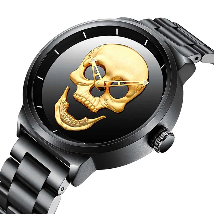 

BIDEN men Quartz Watch Punk Skull Unique Fashion 3D Waterproof Luxury Men Watches Stainless Steel Sports Clock Relogio Masculino