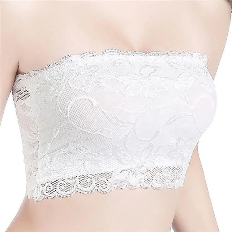 

hot style Ladies breathable strap seamless Wire Free wholesale ladies sexy fancy tube top Lace strapless, White,black