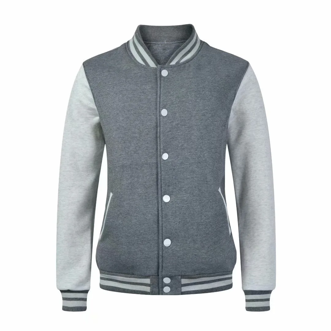 

High quality 100% cotton men plain sport baseball jacket bomber plus size custom jackets