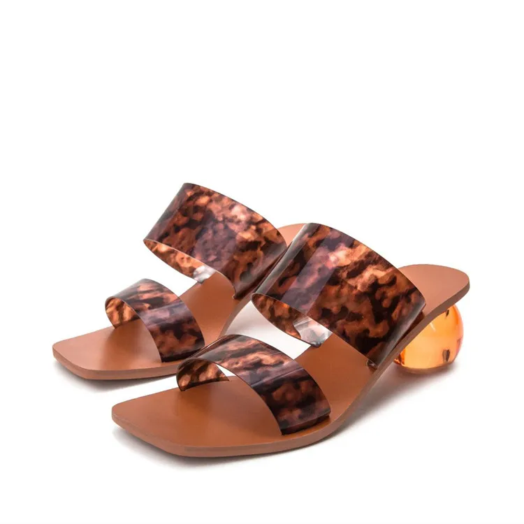 

2020 Summer Slide Leopard Transparent Slipper Heel for Women, Picture color