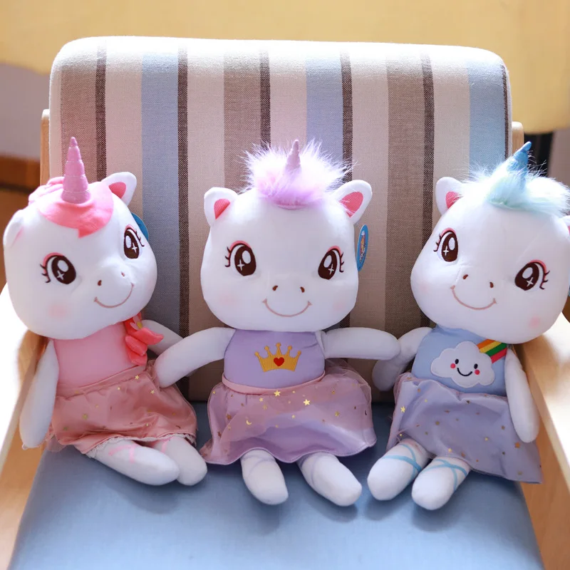 

Free Shipping Angel Doll Rainbow Horse Pony Unicorn Plush Toy Pillow For Girls