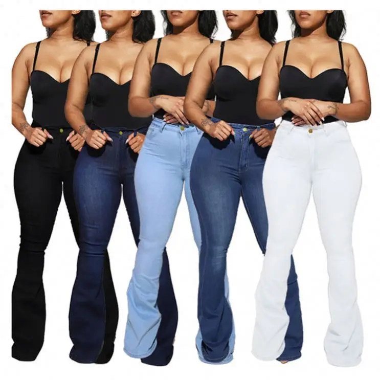 

D96456 Best Design Long Flare Pants Causal Outfits Ladies Clothing Women's Trousers Jeans Denim Jeans For Women Pants