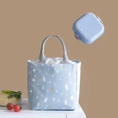 

Insulation Bag Lunch Box Tote Cooler Bag Candy Color Portable Cotton Thermal Bag Handbag for Students Office