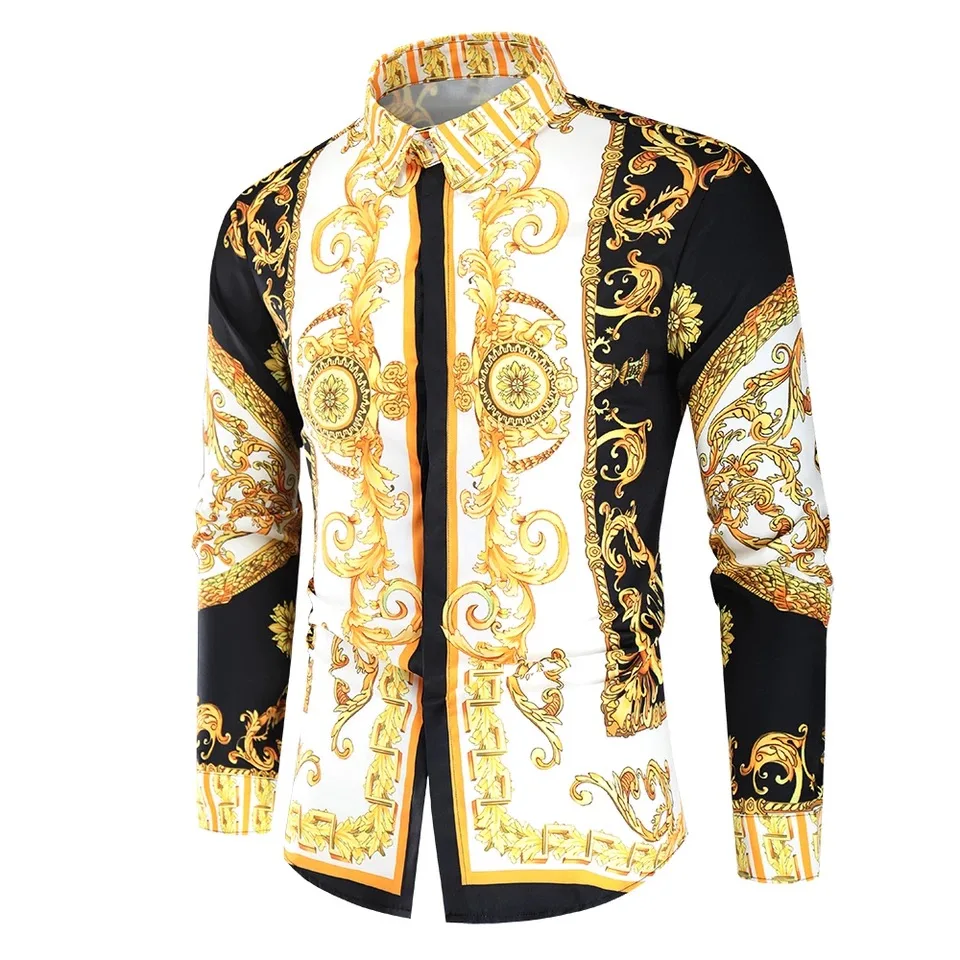 

Luxury Royal Camisa Men Casual Long Sleeve Paisley Print Shirts