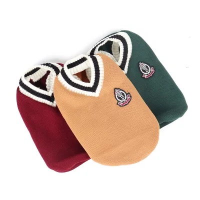 

Vest warm knit cotton vest College style V-neck vest Art fashionable pets dog and owner clothes, Customized color