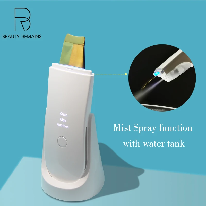 

2021 Newest with misty function spray 24k gold waterproof ultrasonic skin scrubber