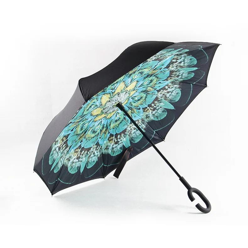 

H720 Single Hand Opening Waterproof Umbrellas Strong Double Sun Protection Automatic Open Creative Reverse Umbrella, Multi colour