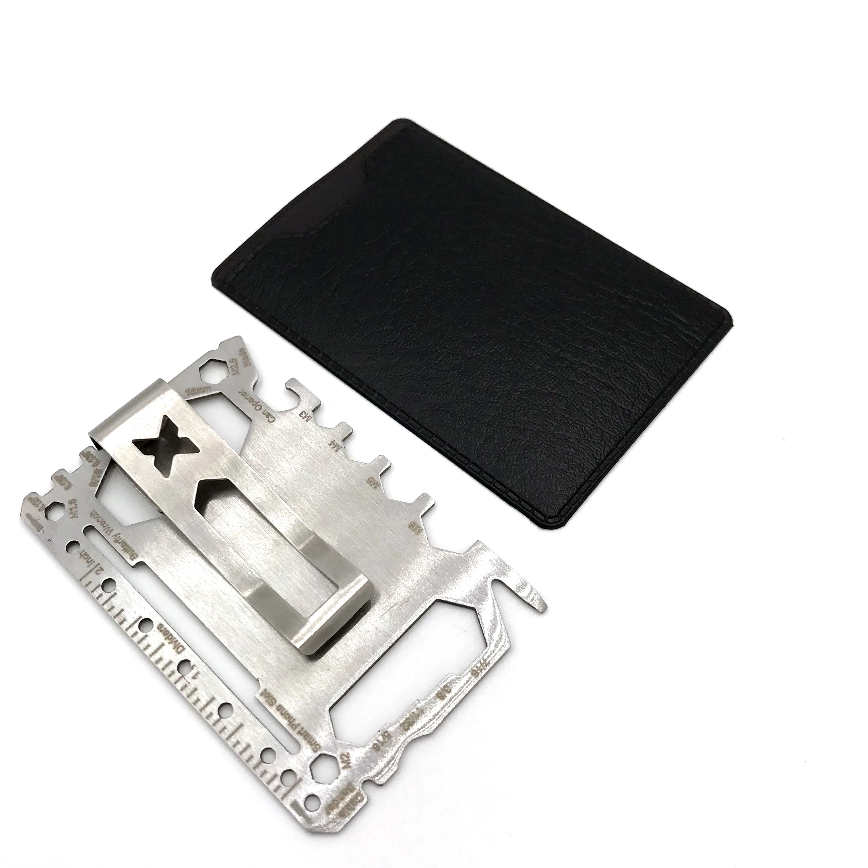 Multi Functional Stainless Steel Purpose Survival Wallet Size Credit Card Tool with Money Clip