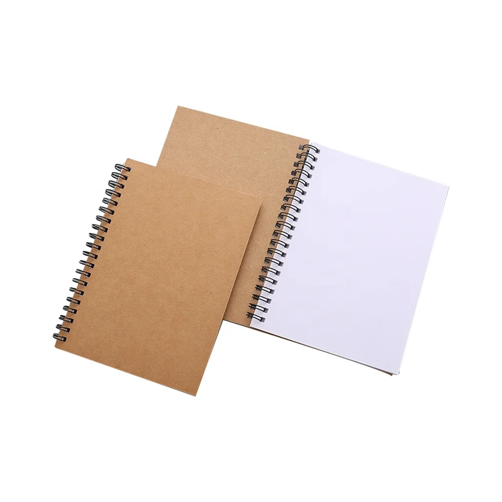 A5 Kraft Paper Cover Spiral Binding Blank Notebook For School Buy Plain Paper Spiral Notebooks