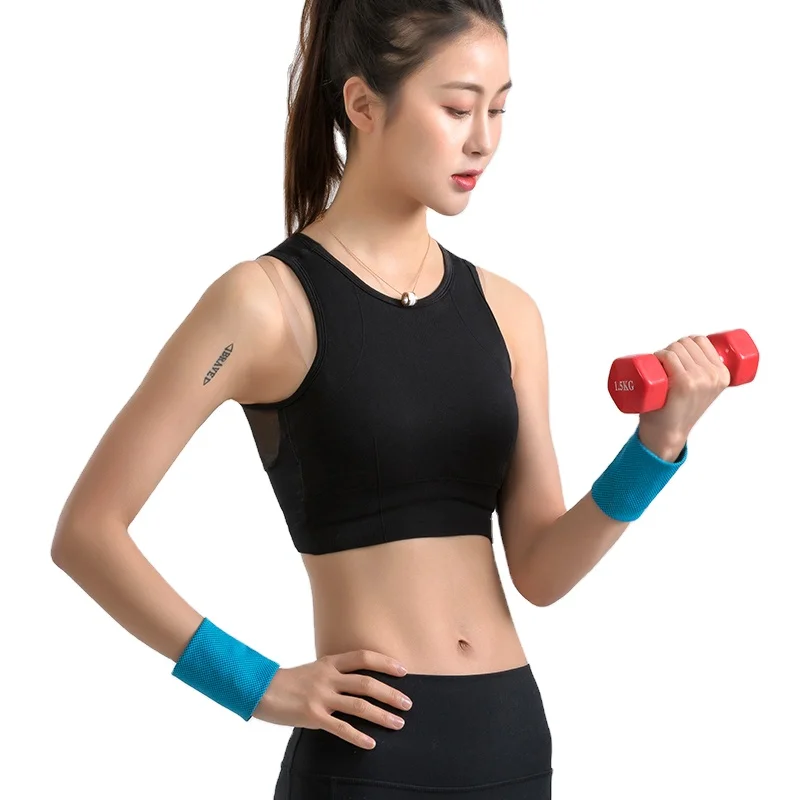 

Custom Polyester Sports new cold cooling sport wristband, Blue, pink, green and grey