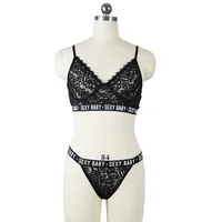 

Lingerie For Woman Sexy Lace Transparent Bra And Panty Black Briefs Sets Lingeries