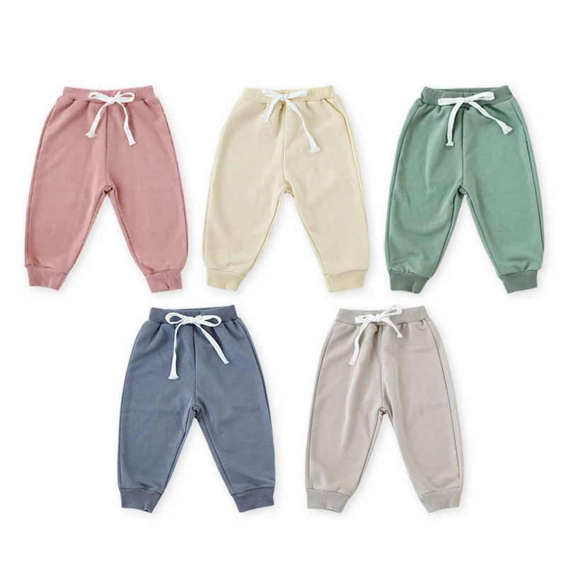 

Support custom children's autumn boys and girls baby solid color sweatpants, Pink/bule/green/beige/silver