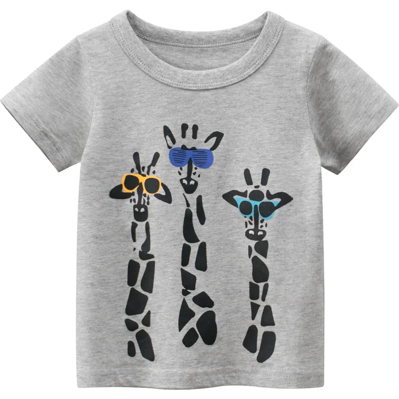 

Summer 10 Years Cartoon Animals 100% Cotton Short Sleeve Kids T-shirt Boys
