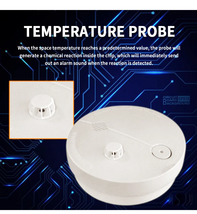 Battery Operated Combined Smoke And Heat Detector With Ce Rohs