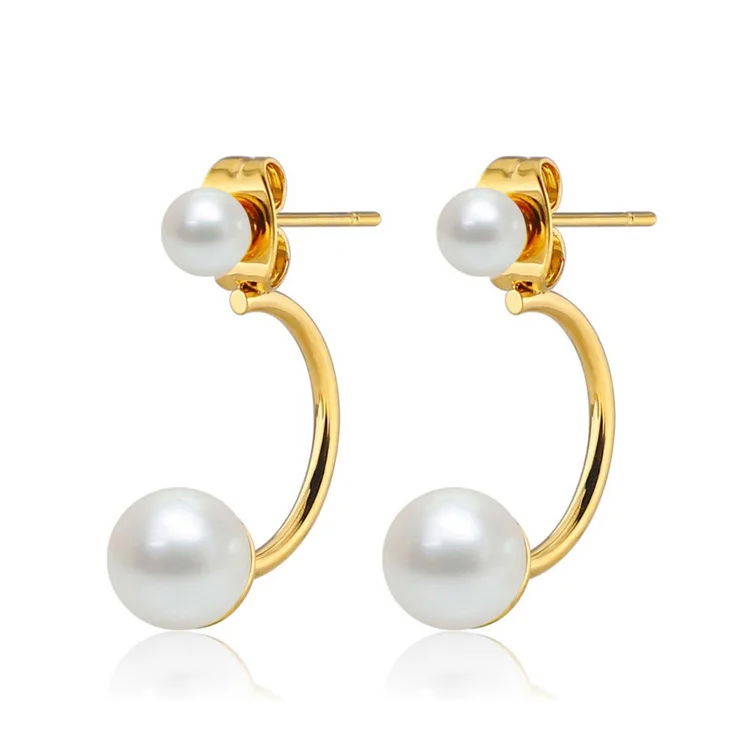 

Wholesale fashion stainless steel silver gold pearl earring women display earing jewelry box set