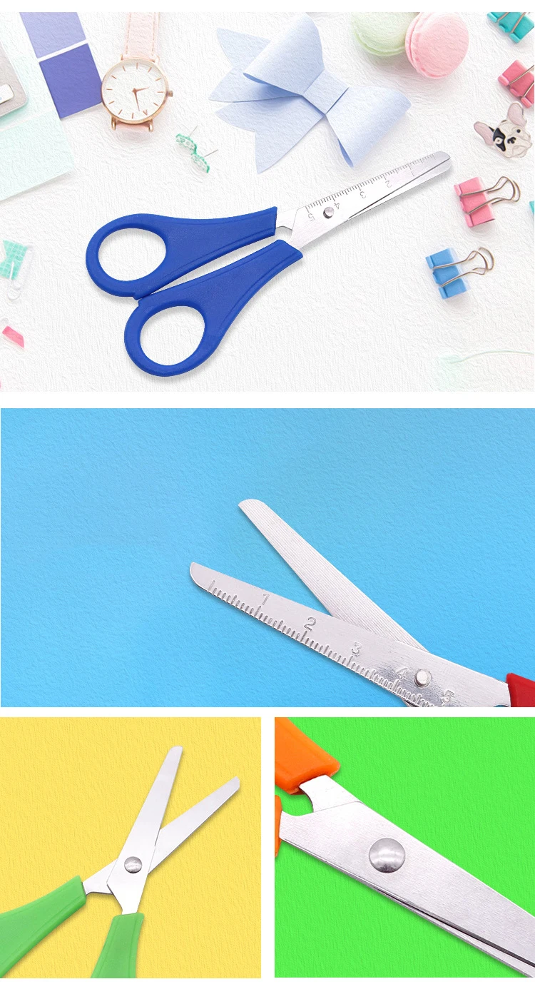 School Paper Cutting Student Diy Scissors With Scaled Sturdy Blunt ...