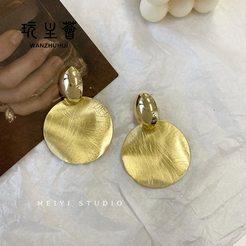 

fashion geometry drop gold plated earrings silver needle for women