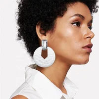 

Geometric Round Oversize Statement Drop Earrings For Women Ladies Gold Silver Rose Gold Jewelry