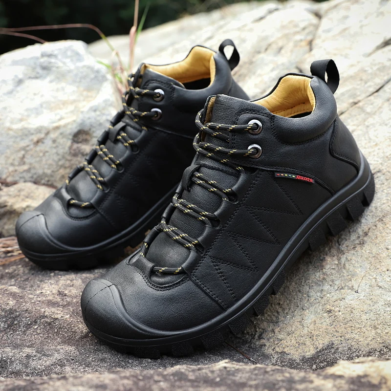 

Custom Zapatillas Mountain Sepatu Gunung Winter Outdoor Men's Sports Shoes Waterproof Work Hiking Shoes Boots For Men, Black